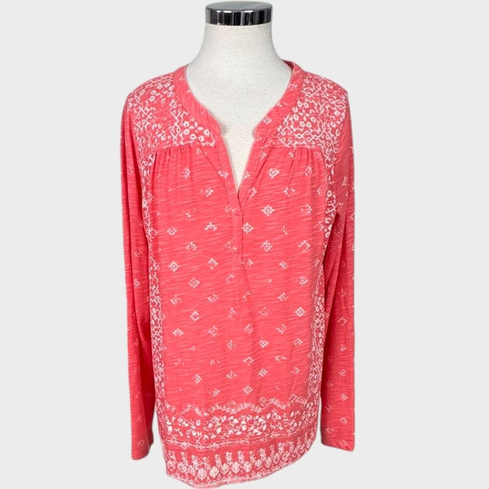Sonoma Womens XL Long Sleeve Henley Shirt Coral Pink